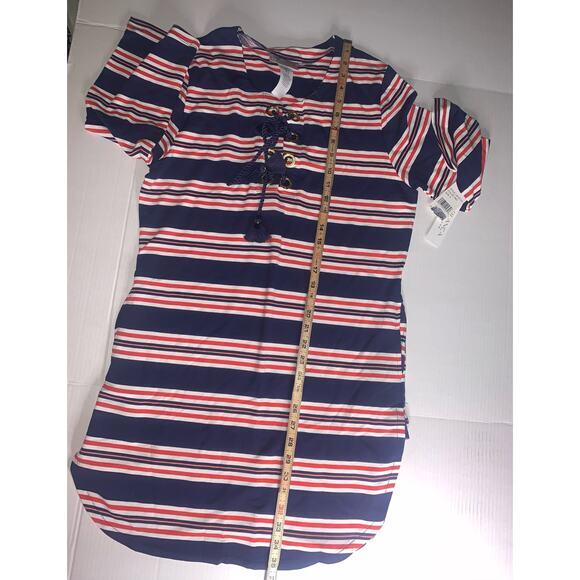 LA BLANCA Sailor Stripe Lace Up V-Neck Tunic ‎ Size Small - Picture 10 of 10